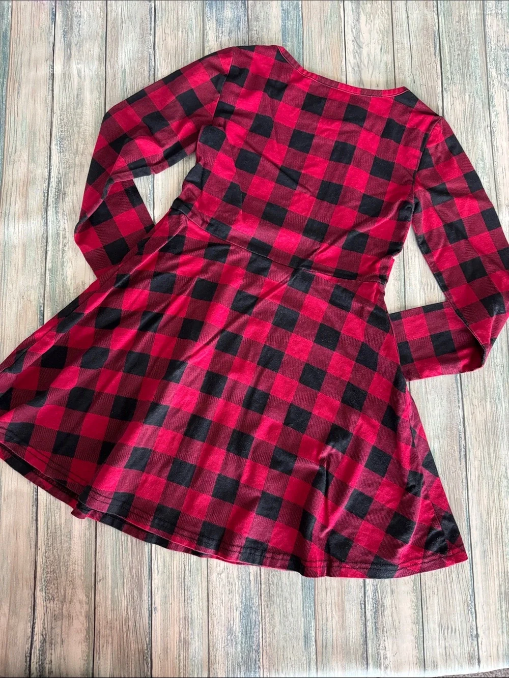 The Children's Place Red and Black Buffalo Plaid Long Sleeve Dress (Sz: 5/6) - Picture 8 of 9